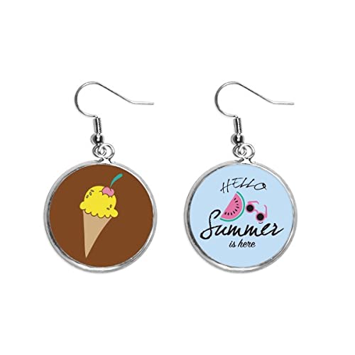 Pendientes de sandía ligeros que evitan tirones en el lóbulo con diseño de cereza
