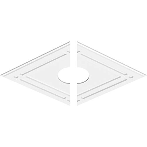 Image of Ekena Millwork CMP40X26DD2-07000 Diamond Architectural Grade PVC Contemporary, Two Piece Urethane Ceiling Medallions 40 inchW x 26 5 /8 inchH x 7 inchID x 14 inchC x 1 inchP