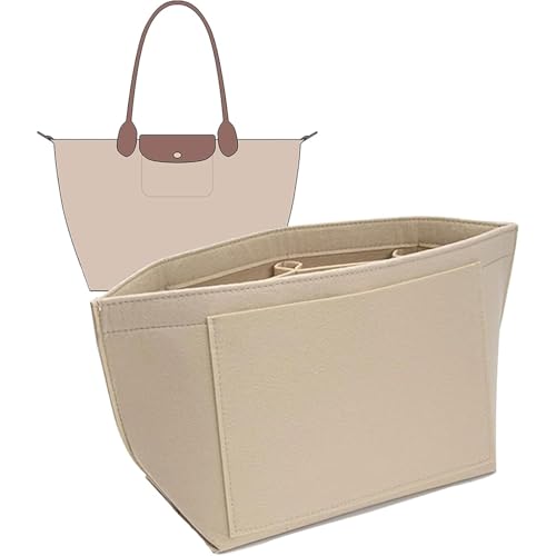 JIAMOEAT Organiseur de Sac pour Longchamp Le Pliage L – Insert en Feutre avec Multiples Poches – Organisateur de Sac à Main Compatible avec pour Longchamp Tasche Damen Cabas à Longues Anses