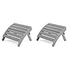 MXIMU Folding Adirondack Ottoman Plastic Adirondack Footstool Premium All Weather Ottoman for Adirondack Chairs Wide Use in Backyard Garden Lawn Porch Poolside 2 Grey