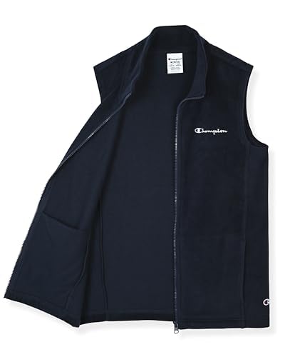 Image of Champion Boys Polar Fleece Vest Lightweight Sleeveless Zip Front Jacket with Pockets, Kids Outdoor Layering