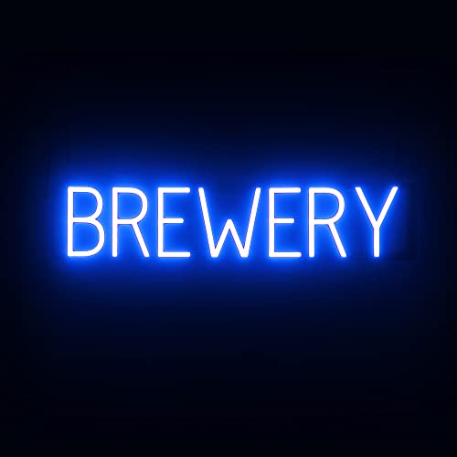 Image of SpellBrite LED Neon BREWERY Sign for Business - Blue, 29 inch x 6 inch | Ultra-Bright Click-Together Signage for Bars & Restaurants, with Visibility from 500 ft - 8 Animations, 6 Brightness Levels
