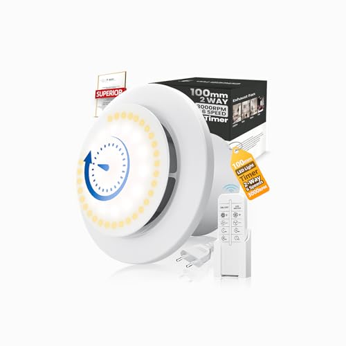 Ventilateur Extracteur d'air 100mm Timer, 3000tr/min 220m³/h, VMC 2 Sens 6 Vitesses avec...