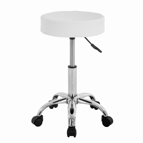 Meble Home Revolving Adjustable Height 18-23 Inches Stool for Home/Office/Shop/Hotel/Medical/Doctor/Warehouse S/Garage/Hospital/Clinic Stool 1PC (White)-image-2