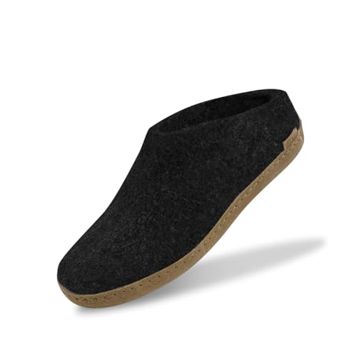 Image of Glerups 100% quality wool mix Shoe Slipper with rubber sole - Unisex - Forest