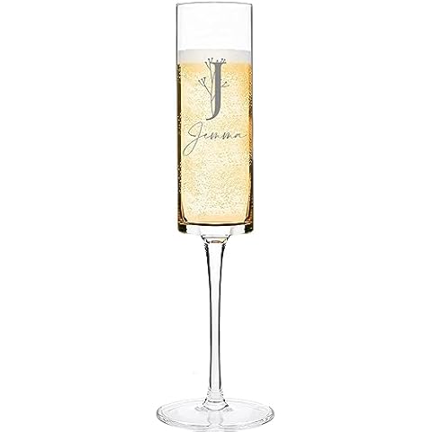 Personalised Tall Champagne Glass with Monogram Cover