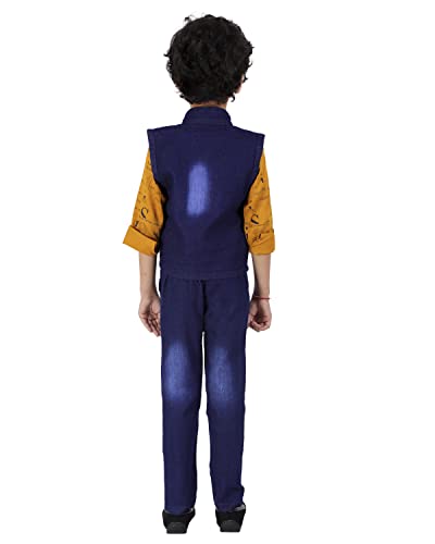 Image of AHHAAAA Kids Ethnic Cotton Blend Waistcoat Pant Shirt For Boys 3009