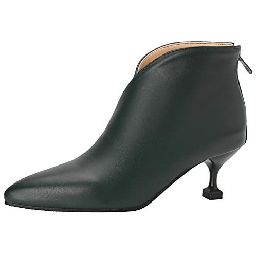 Gicoiz Women Dress Kitten Heels Ankle Boots Pointed Toe