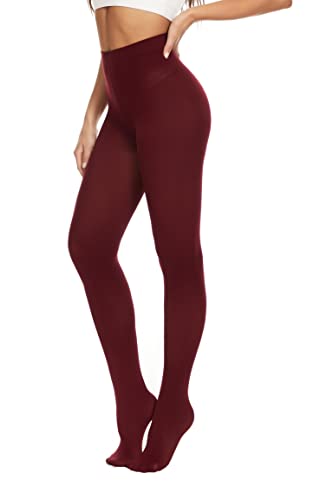 Image of DUCMODA Womens 80 Denier Opaque Tights, Women's Soft Solid Color Footed Pantyhose, High Waist Stocking with 30+ Colors