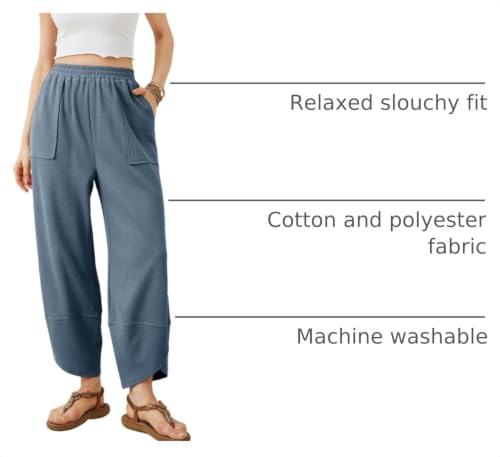 Image of Xiaoxuemeng Womens Baggy Wide Leg Pants Casual Elastic Waisted Palazzo Harem Pants with Pockets