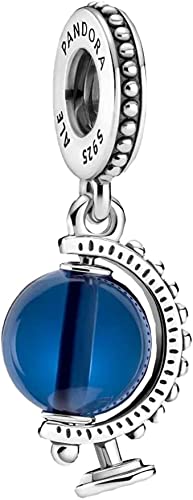 Charm PANDORA Moments Blue Globe Dangle en plata de ley y vidrio