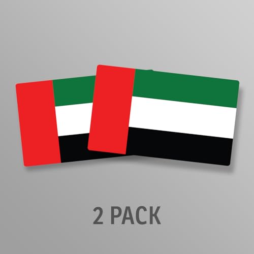 Image of World Country Flag Decal Stickers - Two Pack - for Cars Windows Bumpers Laptops Tablets Tumblers Cups Walls (United Arab Emirates)