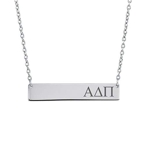 Alpha Delta Pi Horizontal Sorority Bar Necklace Greek Sorority Letters Stainless Steel