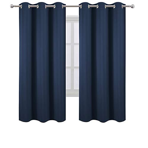 Image of LEMOMO Navy Blue Thermal Blackout Curtains /42 x 72 Inch /Set of 2 Panels Room Darkening Curtains for Bedroom