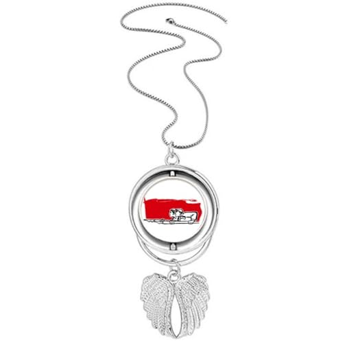 Collier drapeau rouge et pendentif ailes d'ange, le cadeau idéal pour homme et femme
