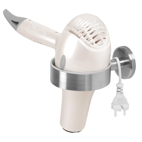 bremermann Bad-Serie Piazza - Haartrocknerhalter, Fönhalter, für kleine und große Föhns geeignet, schafft Ordnung im Badezimmer, aus Edelstahl matt