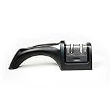 SISTEMA DE 2 ETAPAS: La primera etapa (hoja de acero de tungsteno) se utiliza para desbastar y reparar la hoja en forma de V del cuchillo de metal. La segunda etapa (varilla de cerámica) se utiliza para el pulido fino, pulido y desbarbado de hojas de metal. Mantenga su cuchillo de cocina afilado de forma rápida y sencilla.
