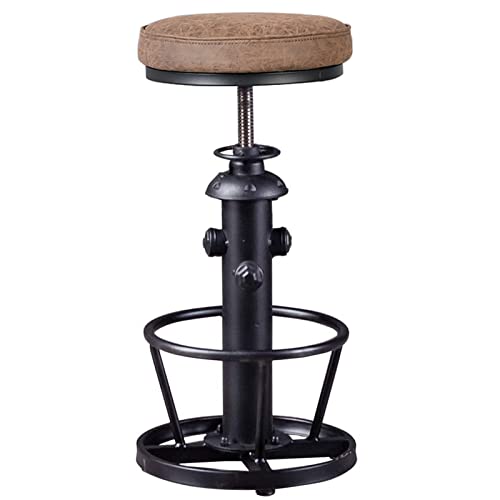 Bokkolik Industrial Bar Stools-Swivel Pu Seat-Vintage Kitchen Island Stool-Counter Bar Height Adjustable 25-31Inch-Footrest #TOP3