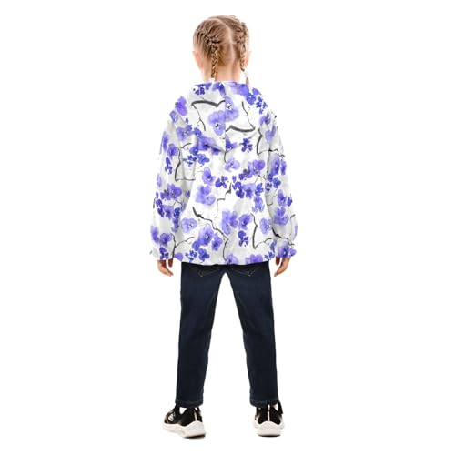 OTVEE Blue Blossom Flowers Kids Hoodie Jacket Fall Spring Full Zip Warm Outwear Coat4