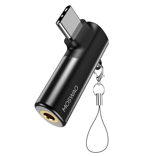 MOSWAG USB C zu 3,5-mm Kopfh&ouml;rer Adapter,DAC Typ C Kopfh&ouml;rer USBC auf Aux Adapter 90 Grad Winkel,kompatibel mit Samsung Galaxy S 25 Serie,Huawei P50/40/30,Mate 40/30/20, iPad, Mac