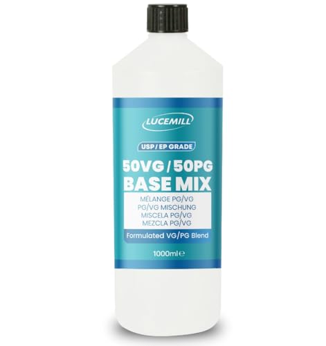 Lucemill 1 Litre VG/PG Premixed 50/50 Base DIY Mixing High Purity Glycerine Glycol Liquid