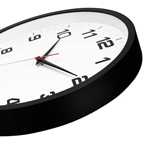Foxtop Black Wall Clock Silent Non-Ticking Battery Operated Quartz Round Analog Wall Clock For Classroom School Office Living Room Bedroom Home Decor (12 Inch) #TOP2