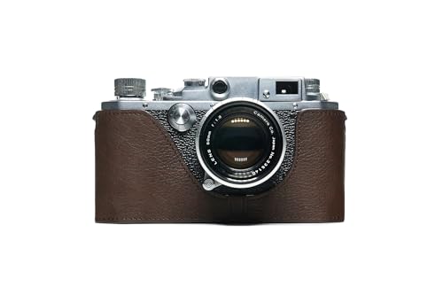 Housse Canon IID IIB IIIA moitié caméra en cuir véritable fait main marron foncé