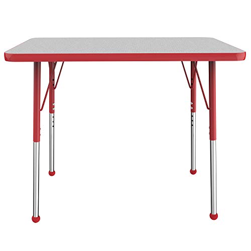 FDP 24" x 36" Rectangle Table with Ball Glide Legs - Gray/Red, 10004-GYRD