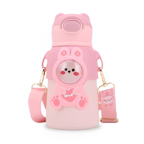 Garrafa Térmica Infantil Bebidas Diversas Garrafinha Infantil Quente Frio Com Alça 500ml (Rosa)