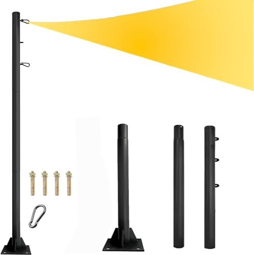 Toldo parasol de 2 postes de 9 pies para exteriores, toldo de soporte de poste de vela, kit de poste de metal resistente para patio exterior, jardín, terraza, parque infantil (chasis rectangular de
