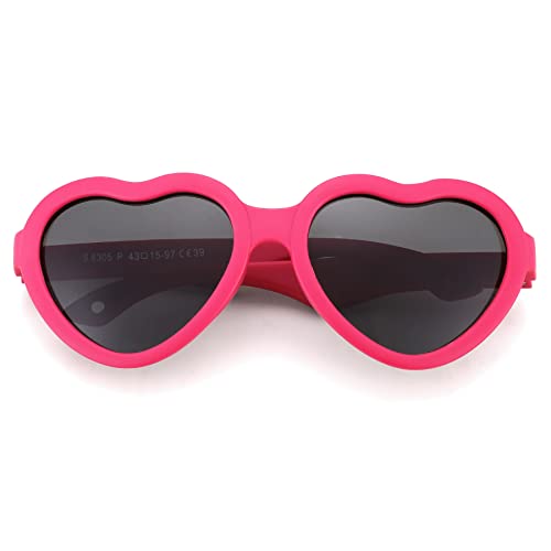 Heart Shaped Baby Polarized Sunglasses with Strap Adjustable Unbreakable Shades for Newborn Infant Age 0-24 Months3