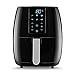 OUNUO Friteuse Sans Huile 5 L,Friteuse à Air 1500W, Air Fryer avec Écran Tactile à une Touche, Minuterie Température Réglable et Recette pour 5-7 Personnes