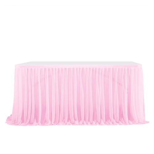 Dekoracja stołu na przyjęcie, Table Skirt Tutu Tulle Cover For Events And Home Decor Multicolor 4-9FT(Pink,4FT (122x77cm))