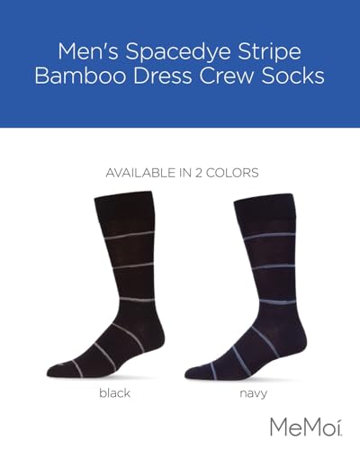 MeMoi Men's Spacedye Stripe Rayon Dress Crew Socks2