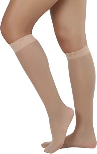 Image of ToBeInStyle Women Pack of 6 Sheer Knee-High Trouser Socks Reinforces Toes