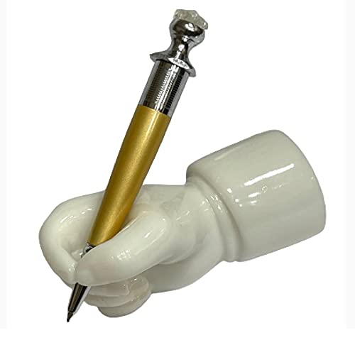 Image of AUGEN Pen Stand Decorative Hand Pen Holder with Pen Design Stationery Holder | Gift Item | Table Top Decor (HandPenGold)