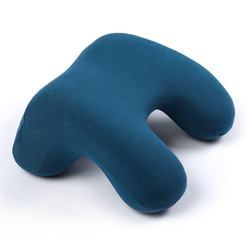 MAKETOMONEY 昼寝枕 携帯枕 ネックピロー デスク枕 うつ伏せ寝枕 お昼寝 低反発 メモリー綿 オフィス パワーナップピロー 仮眠 まくら クッション 仮寝 うつ伏せ 枕 会社 旅行 車 飛行機 中空デザイン 快適 リラックスした寝姿勢 (ネイビ