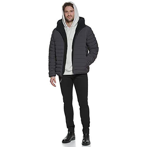 Image of Calvin Klein mens Lightweight Packable Down Jacket With Sherpa Lining