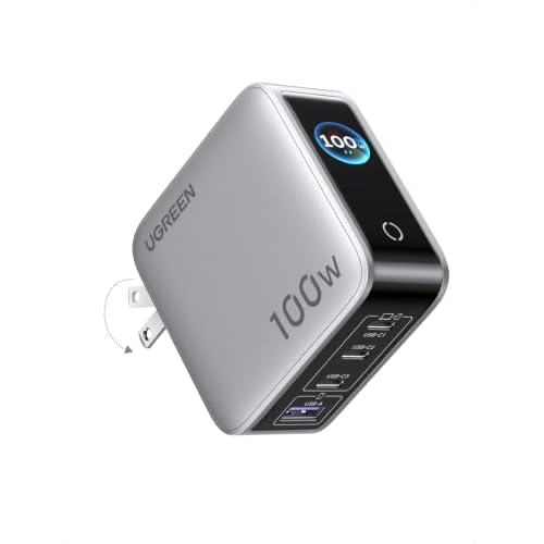 UGREEN Nexode Pro 100W Charger with 4-Port & Smart Display, GaN USB C Fast Wall Charger Block, Type-C Charging Compatible with MacBook Pro/Air, iPhone 17/16 Series, Galaxy, iPad Pro, Steam D