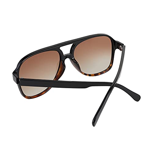 Image of FEISEDY Vintage Retro 70s Plastic Aviator Sunglasses Women Men Classic Large Squared Frame B2751