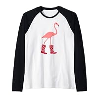 Flamingo Wellington Boots Raglan Baseball Tee