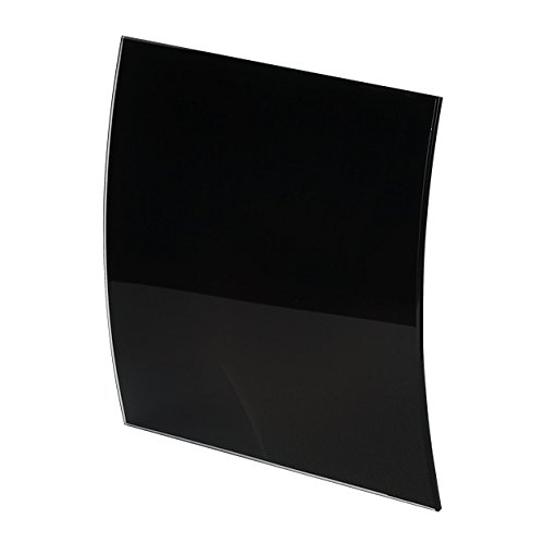 Silent Extractor Fan 100mm / 4" with Humidity Sensor and Non Return Valve Low Energy Consumption KWS100H (Curved Gloss Black Glass)