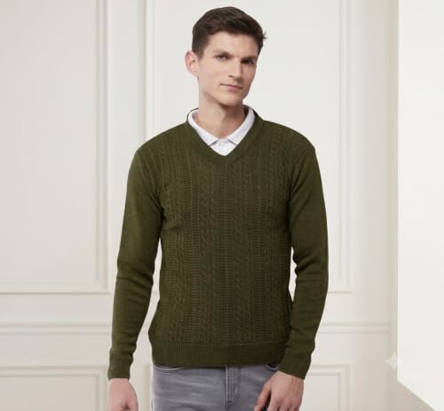 Image of Pivl Men's V Neck Winter Solid Sweater - Warmth and Style for The Season