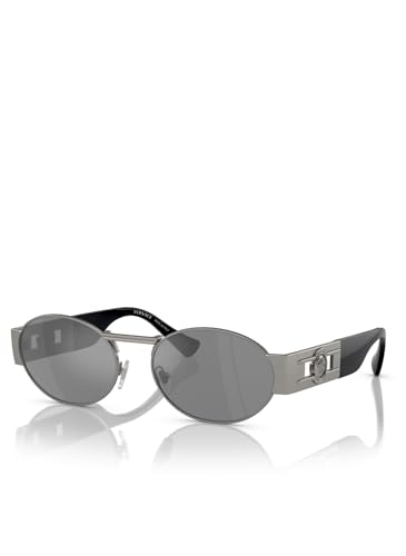 Versace Unisex Sunglasses Matte Gunmetal Frame, Grey Mirror Silver Lenses, 56MM2