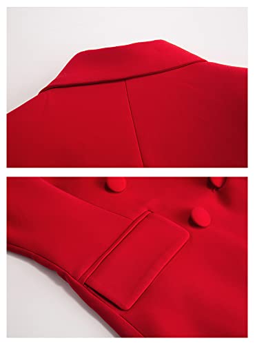 Lisueyne Women’s Two Pieces Blazer Office Lady Suit Set Work Blazer Jacket And Pant (Red, Medium) #TOP4