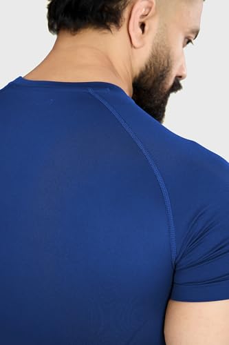 Image of FUAARK Nylon Seamless Compression Half Sleeves Dry Fit T-Shirts for High Performance in Gym & Workout