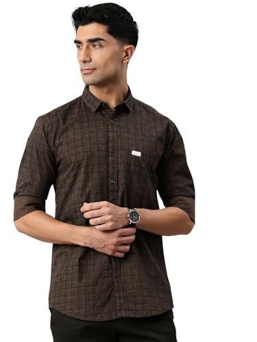 Image of Majestic Man Cotton Checkered Slim Fit Casual Shirt For Men