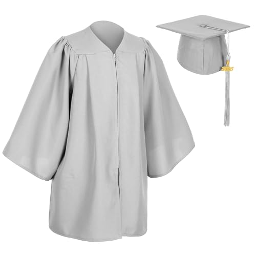 D DODOU Matte Preschool and Kindergarten Graduation Cap Gown Set with Year Charm Tassel (Gray, 27)