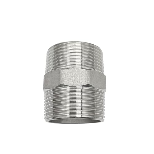 Image of Beduan 2 inch Male NPT Nipple Hex 304 Stainless Steel Pipe Fitting (Pack of 1)