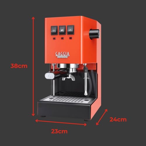 Image of Kofihaus E24 Semi-Automatic Espresso Coffee Machine | 15 Bar Italian Pump | Commercial Steam Wand | Ground Coffee Compatible (Orange)
